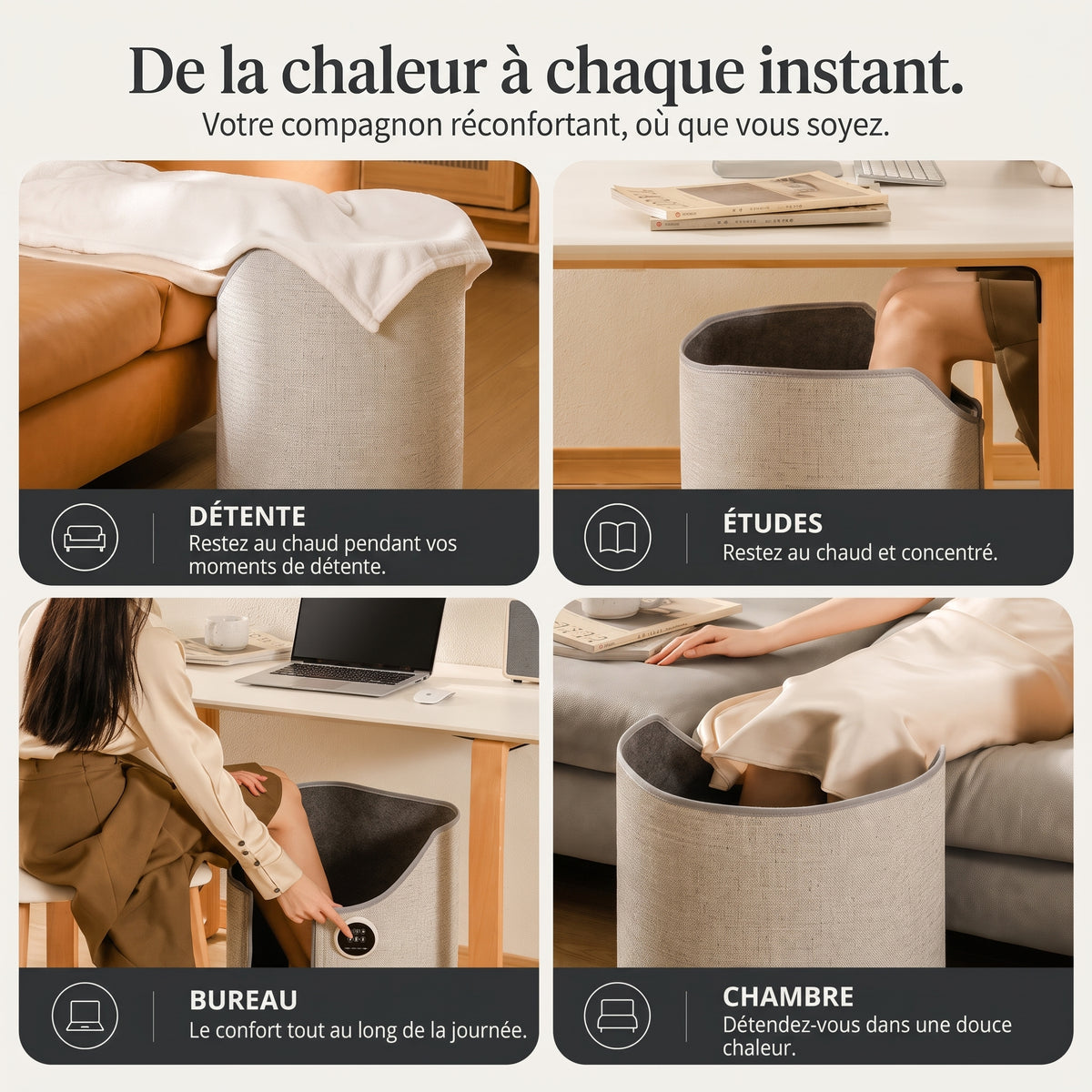Pédichaud : Chauffe-jambes électrique pour bureau