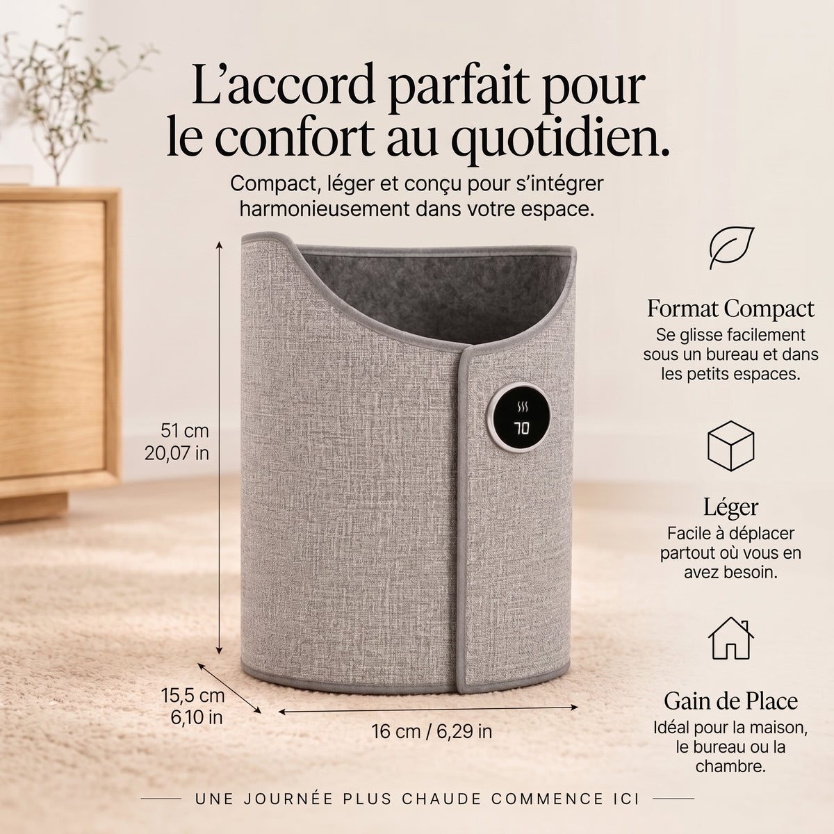 Pédichaud : Chauffe-jambes électrique pour bureau