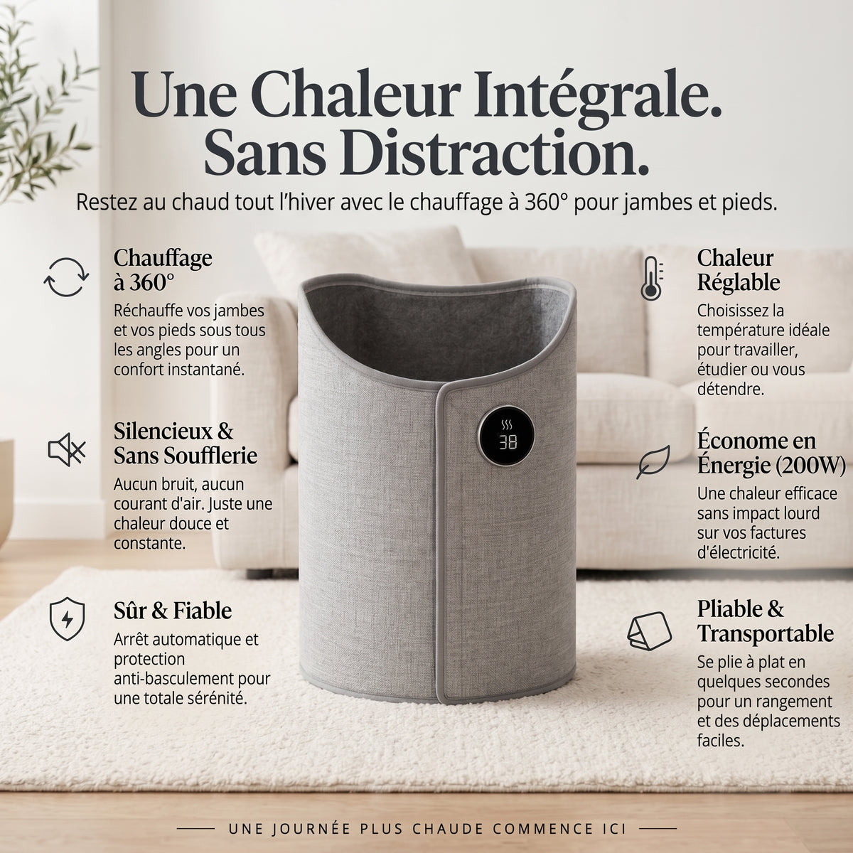 Pédichaud : Chauffe-jambes électrique pour bureau